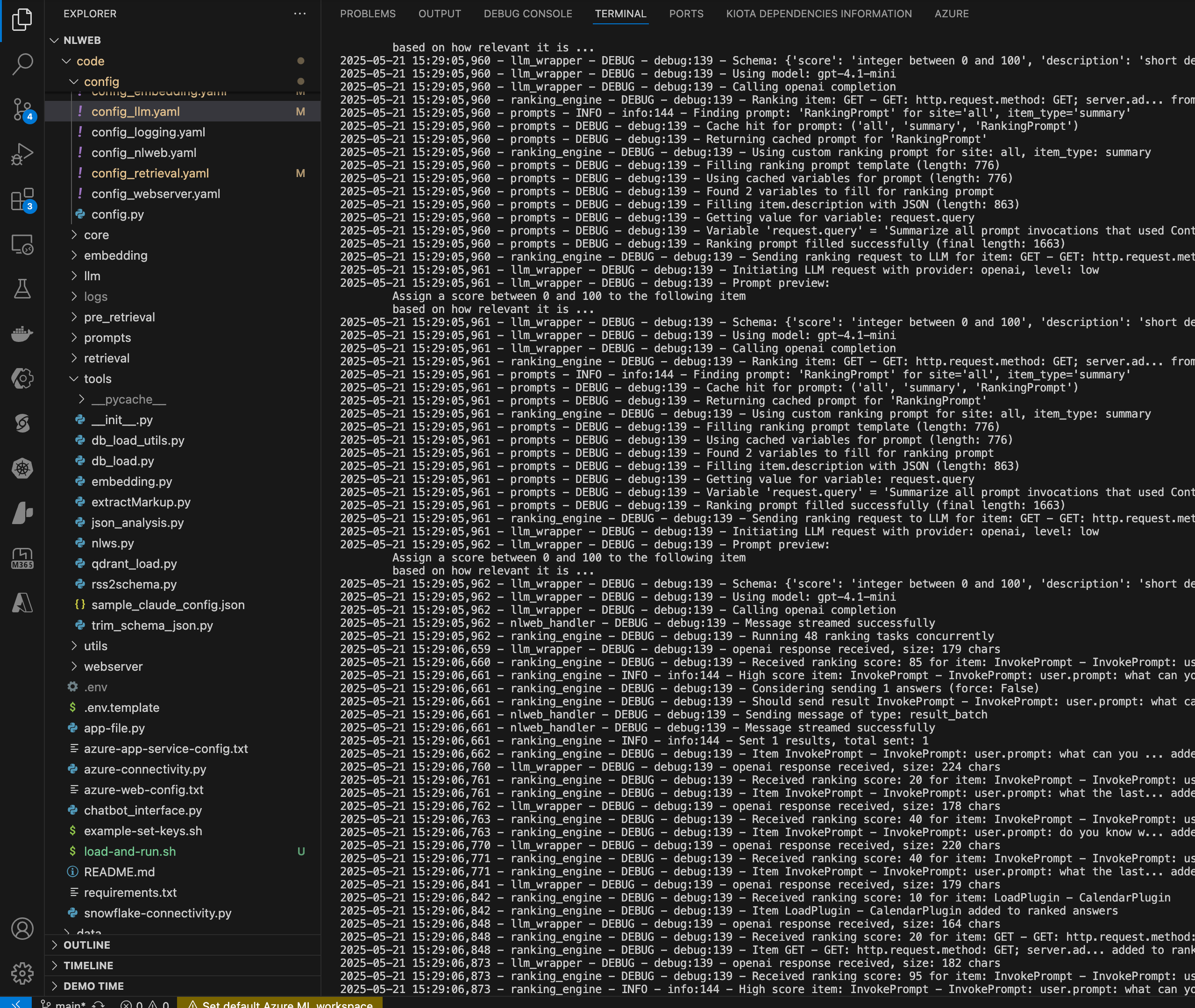NLWeb plugin trace debug window