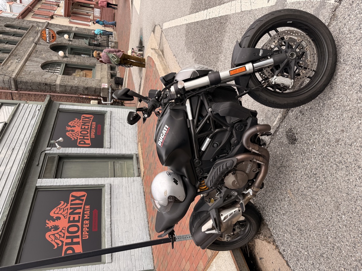 The Ducati parked at Phoenix Upper Main